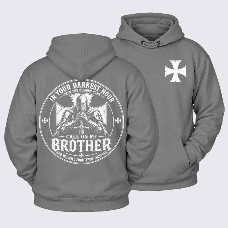Plush Fleece-Lined Hoodie -  Call On Me Brother – Knights of Faith