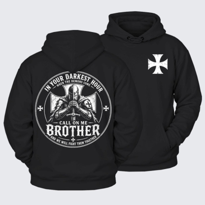 Plush Fleece-Lined Hoodie -  Call On Me Brother – Knights of Faith