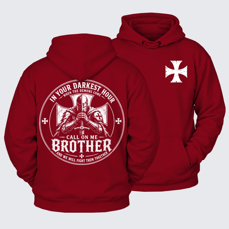 Plush Fleece-Lined Hoodie -  Call On Me Brother – Knights of Faith
