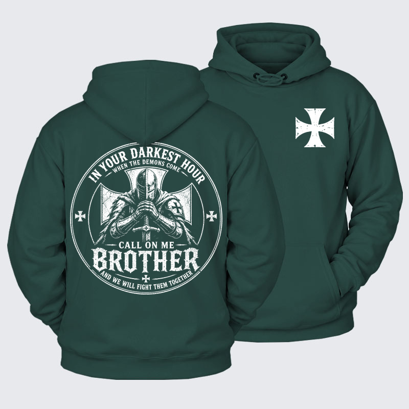 Plush Fleece-Lined Hoodie -  Call On Me Brother – Knights of Faith