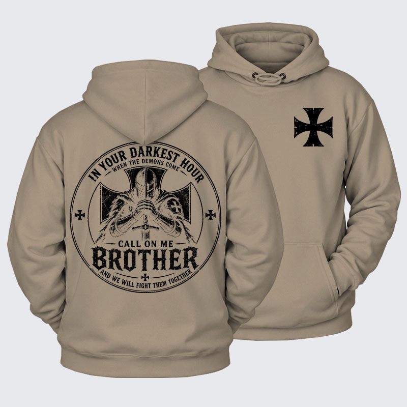 Plush Fleece-Lined Hoodie -  Call On Me Brother – Knights of Faith
