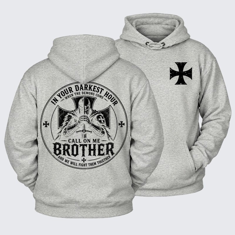 Plush Fleece-Lined Hoodie -  Call On Me Brother – Knights of Faith