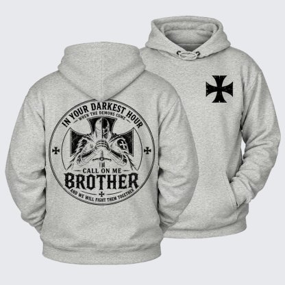 Plush Fleece-Lined Hoodie -  Call On Me Brother – Knights of Faith