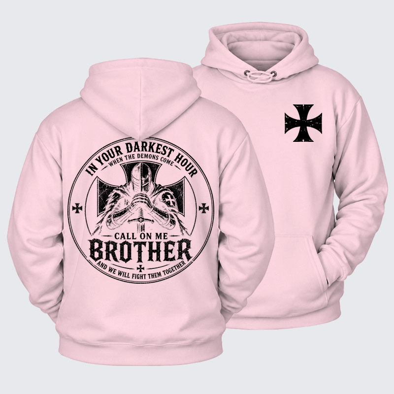 Plush Fleece-Lined Hoodie -  Call On Me Brother – Knights of Faith