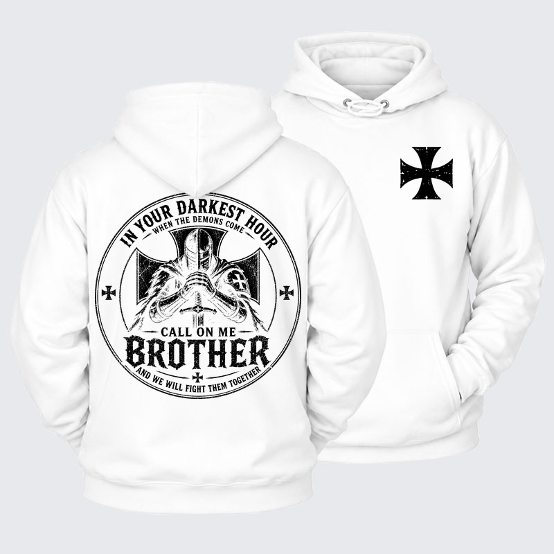 Plush Fleece-Lined Hoodie -  Call On Me Brother – Knights of Faith