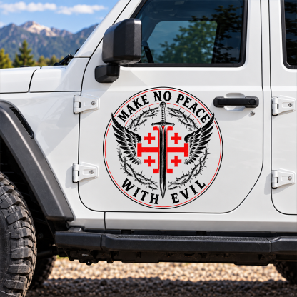 Car & Truck Vinyl Decals    - Make No Peace with Evil  Jerusalem Cross