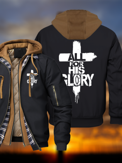 All For His Glory Warm Hooded Bomber Jacket