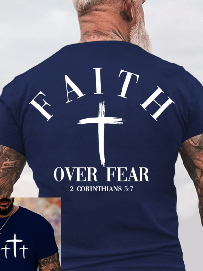 Faith Over Fear Jesus God Christian Cotton T-Shirt