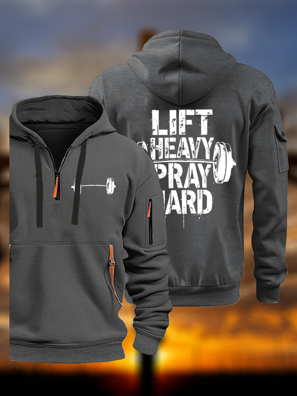 Lift Heavy Pray Hard Jesus God Christian Zipper Hoodies