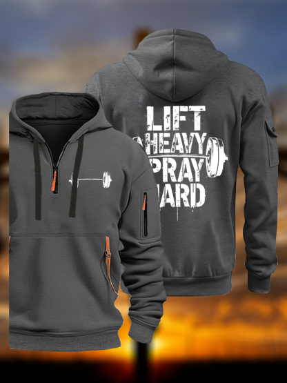 Lift Heavy Pray Hard Jesus God Christian Zipper Hoodies