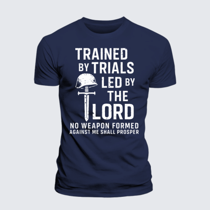 Trained By Trials Led By The Lord Jesus God Christian Premium Mercerized Cotton Tee