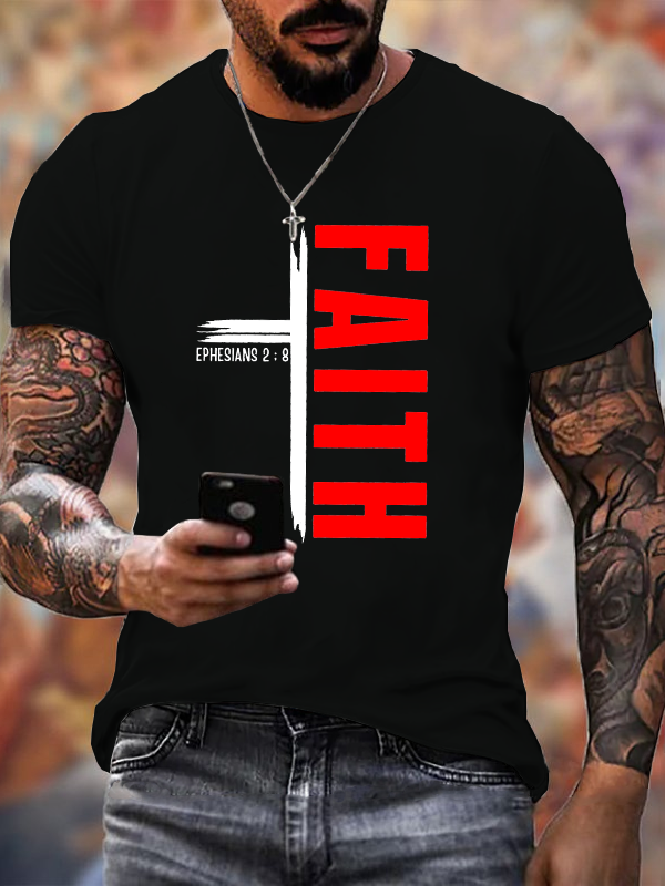 Man Of God Husband Dad Jesus God Christian Cotton T-Shirt
