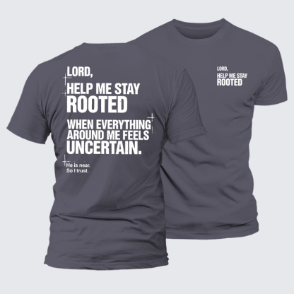 Lord Help Me Stay Rooted Jesus God Christian Premium Mercerized Cotton Tee