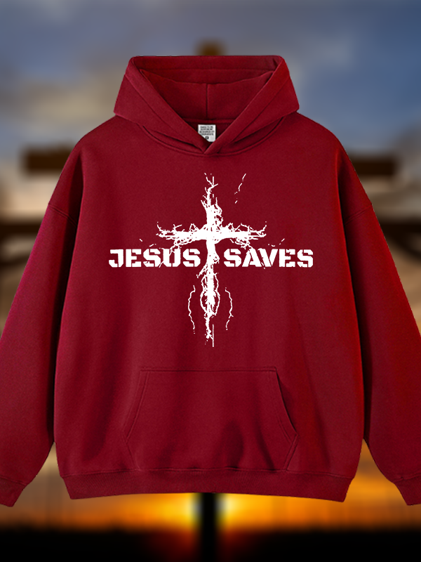 Jesus Saves Jesus God Christian Plush Fleece-Lined Hoodie