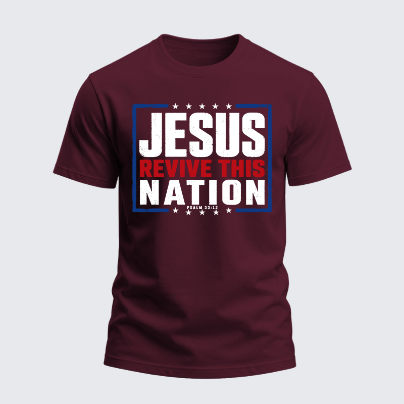 Heavyweight Cotton Tee - Jesus Revive This Nation