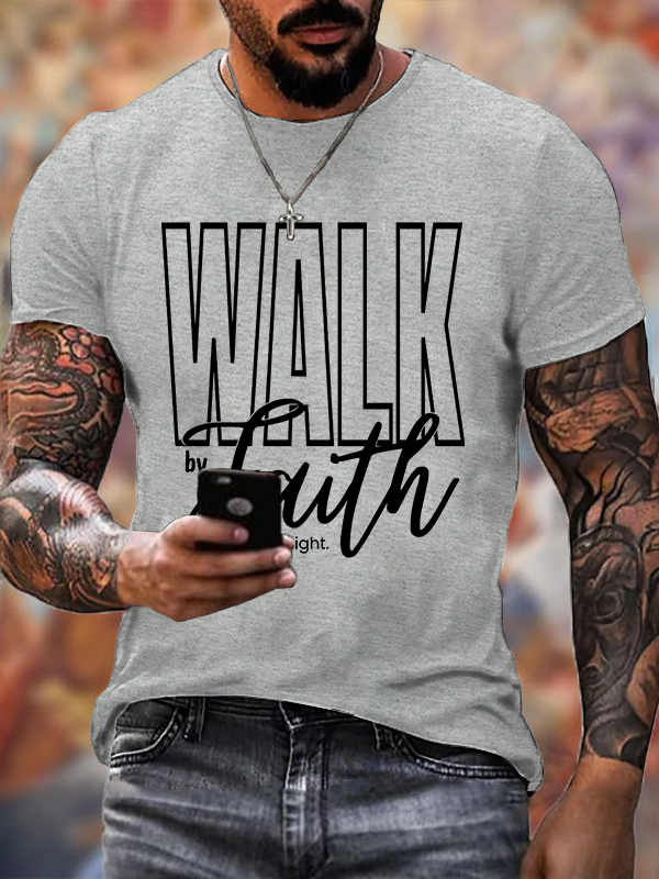 Walk By Faith Jesus God Christian Cotton T-Shirt