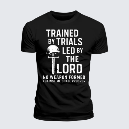 Trained By Trials Led By The Lord Jesus God Christian Premium Mercerized Cotton Tee