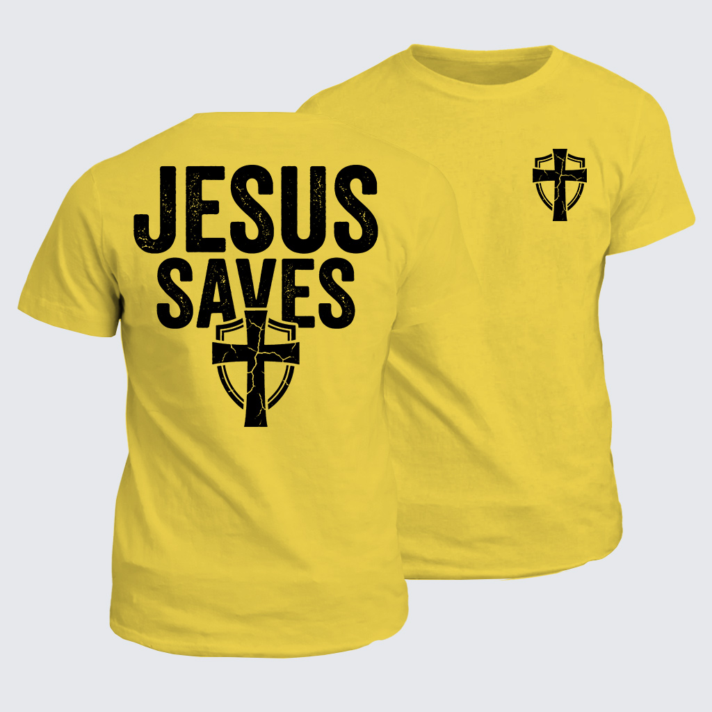 Jesus Saves Jesus God Christian Cotton T-Shirt