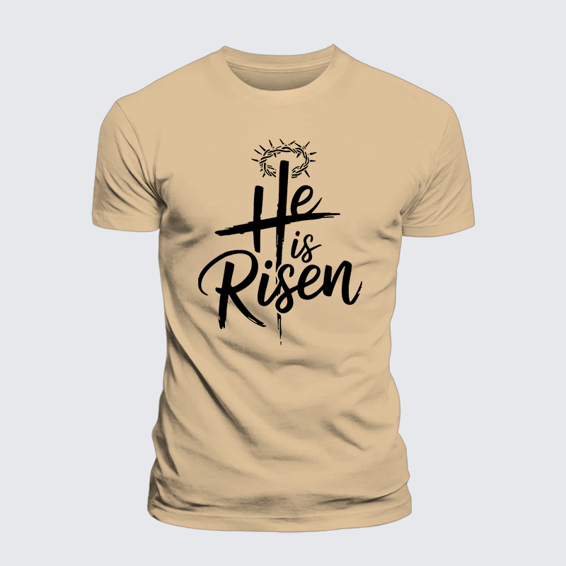 He Is Risen Jesus God Christian Premium Mercerized Cotton Tee