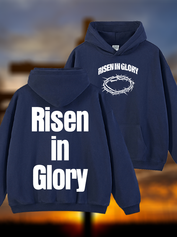 Risen In Glory Jesus God Christian Plush Fleece-Lined Hoodie