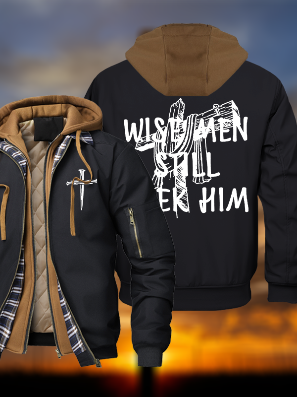 Wise Men Still Seek Him Warm Hooded Bomber Jacket