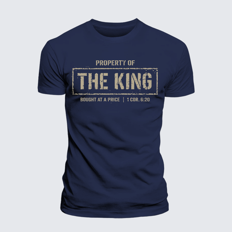 Property of The king 1 Cor. 6:20 Jesus God Christian Premium Mercerized Cotton Tee