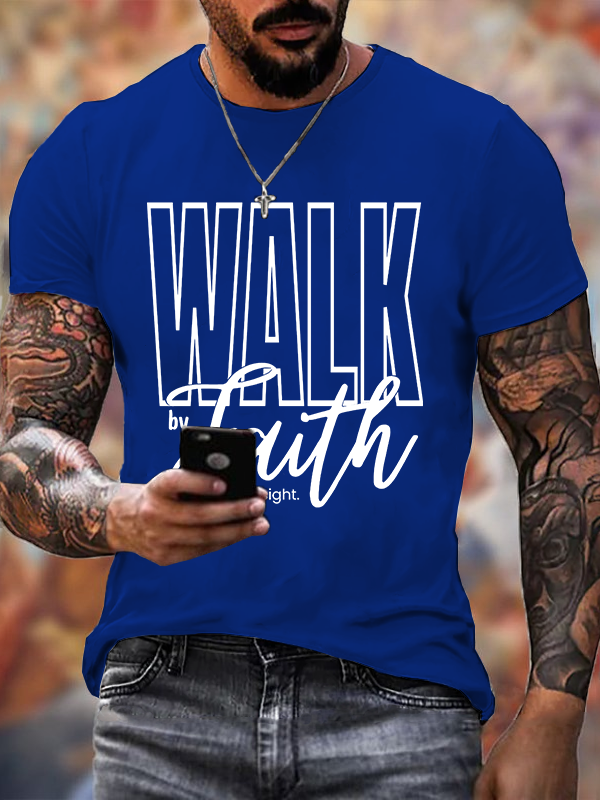 Walk By Faith Jesus God Christian Cotton T-Shirt