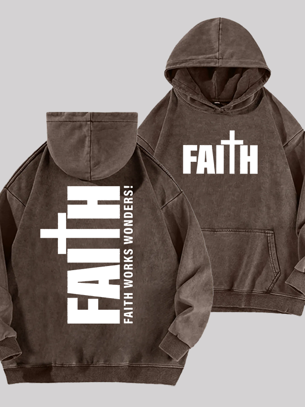 Faith Cross Jesus God Christian Washed Hoodie