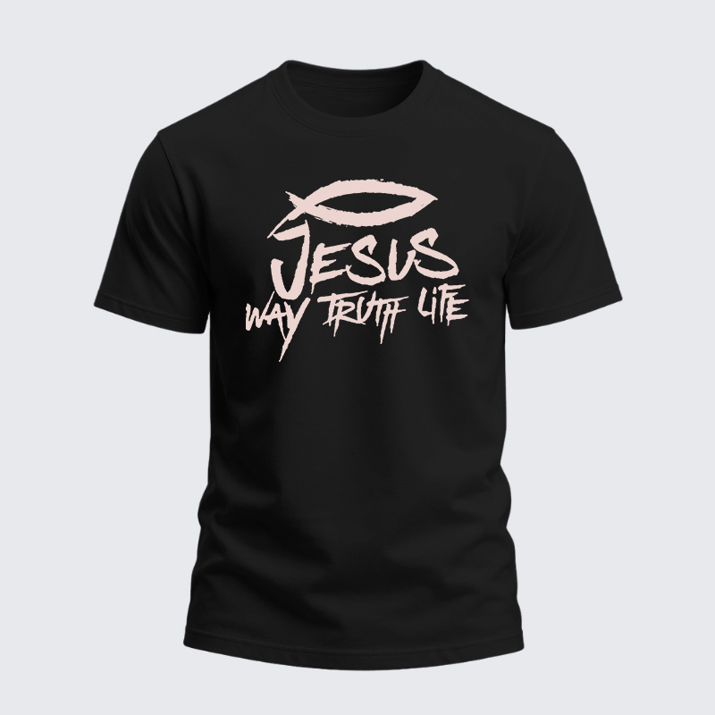 Heavyweight Cotton Tee - Jesus Way Truth Life