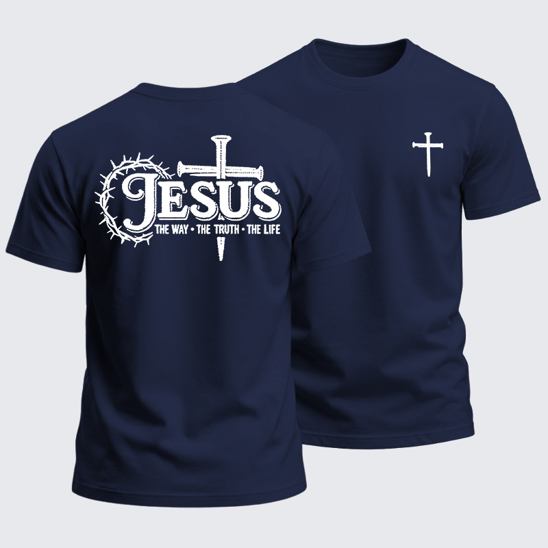 Heavyweight Cotton Tee - Jesus The Way The Truth The Life