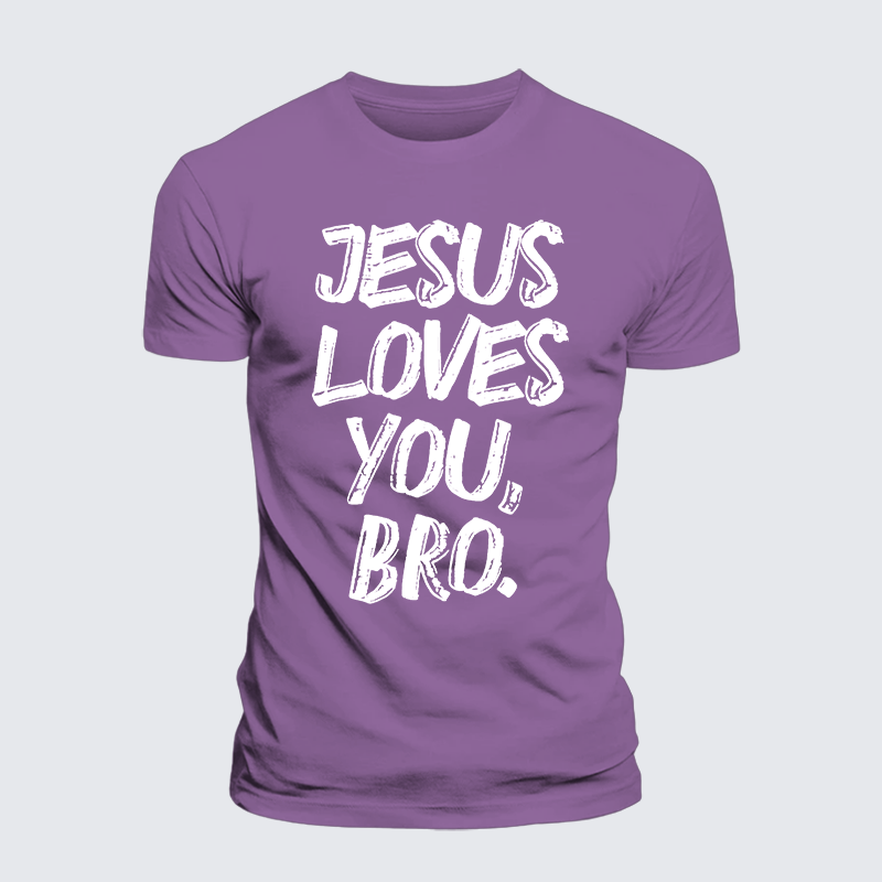 Jesus Loves Bro Jesus God Christian Premium Mercerized Cotton Tee