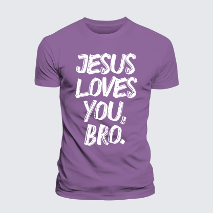 Jesus Loves Bro Jesus God Christian Premium Mercerized Cotton Tee