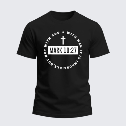 Heavyweight Cotton Tee - Funny Mark 10:27 Bible Verses