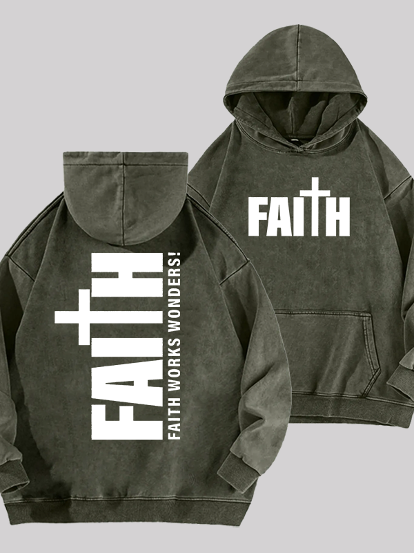 Faith Cross Jesus God Christian Washed Hoodie