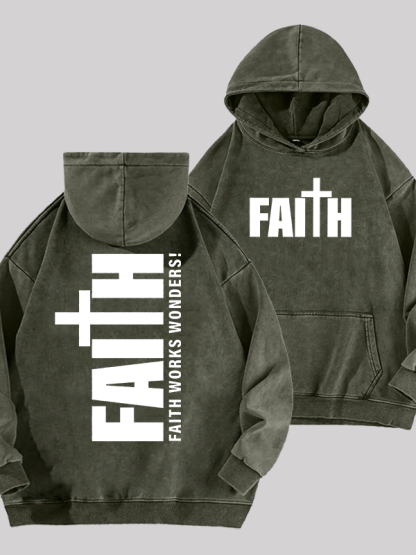 Faith Cross Jesus God Christian Washed Hoodie