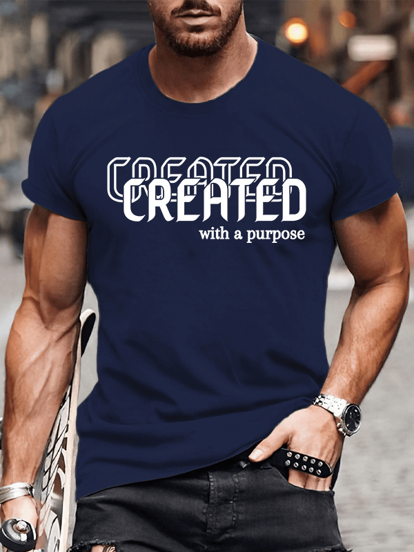 Created With Purpose Jesus God Christian Cotton T-Shirt