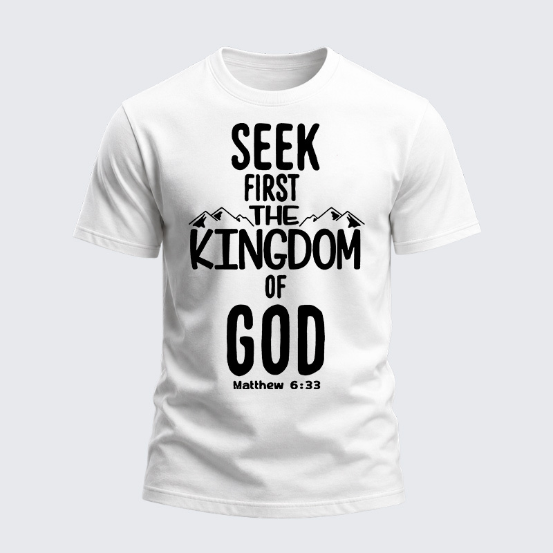 Heavyweight Cotton Tee - Seek First The Kingdom of God Matthew 6:33