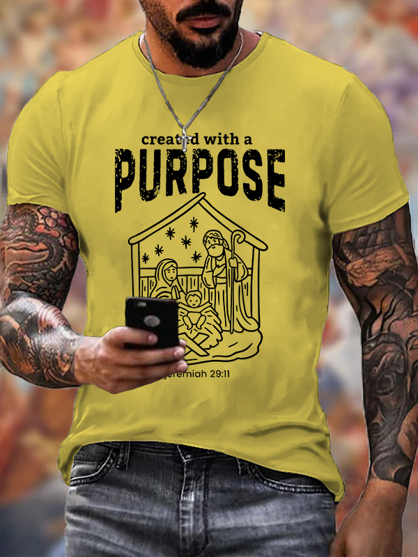 Created With A Purpose Jesus God Christian Cotton T-Shirt