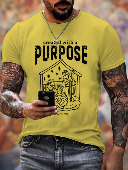 Created With A Purpose Jesus God Christian Cotton T-Shirt