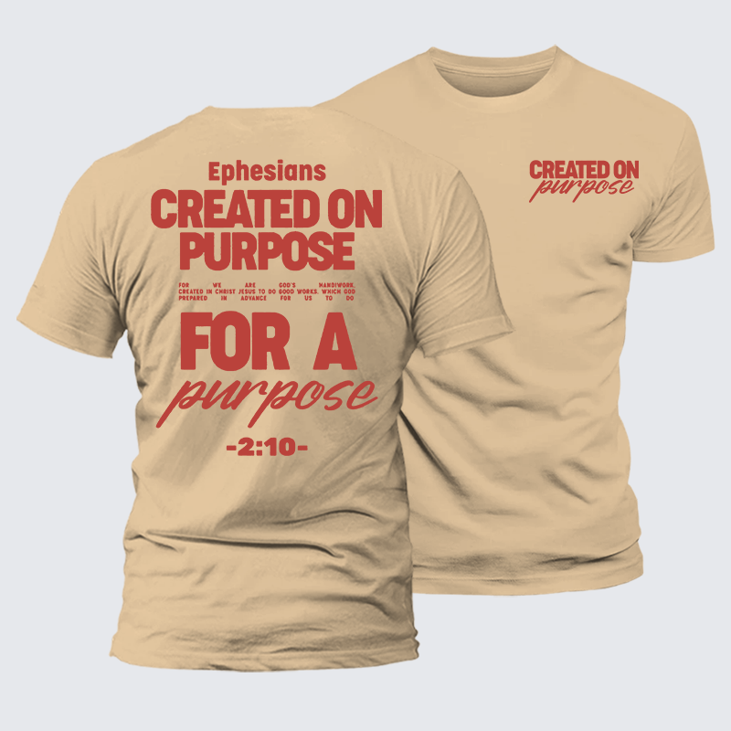 Created On Purpose Jesus God Christian Premium Mercerized Cotton Tee