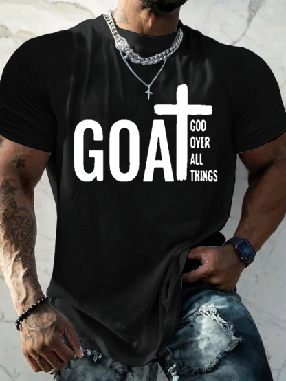 Goat God Over All Things Jesus God Christian Cotton T-Shirt