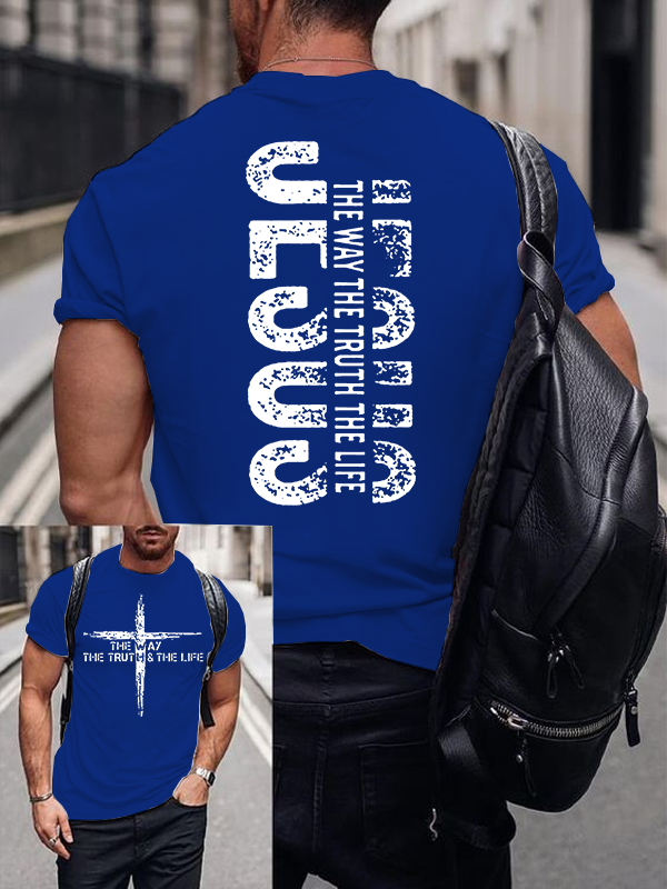 Faith Cross The Way The Truth The Life Jesus God Christian Cotton T-Shirt
