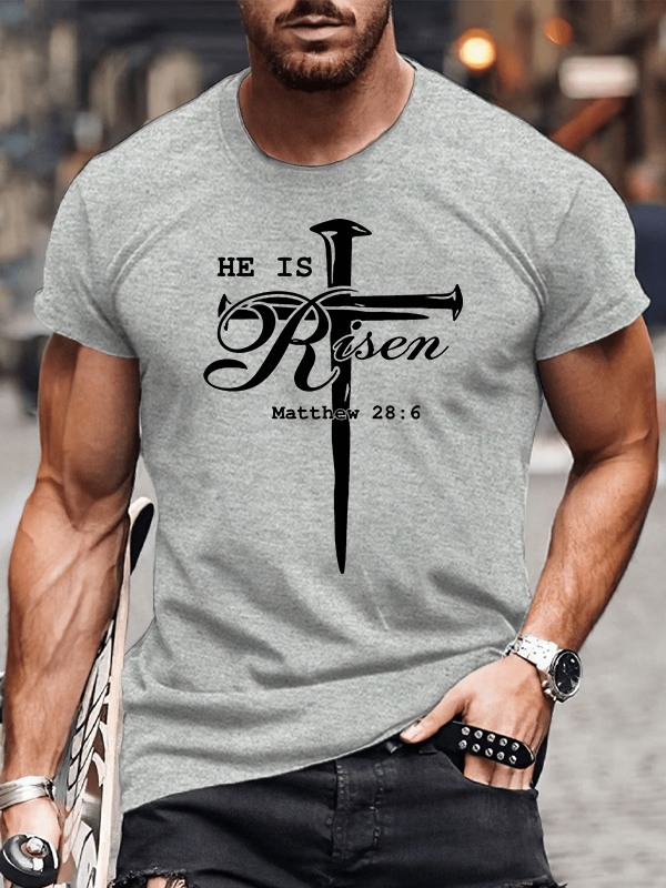 He Is Risen Jesus God Christian Cotton T-Shirt