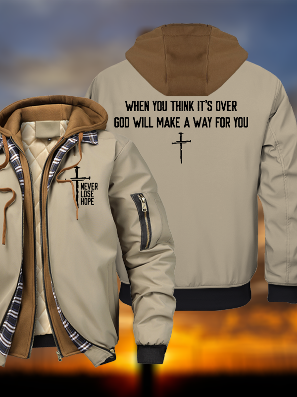 Never Lose Hope Warm Hooded Bomber Jacket
