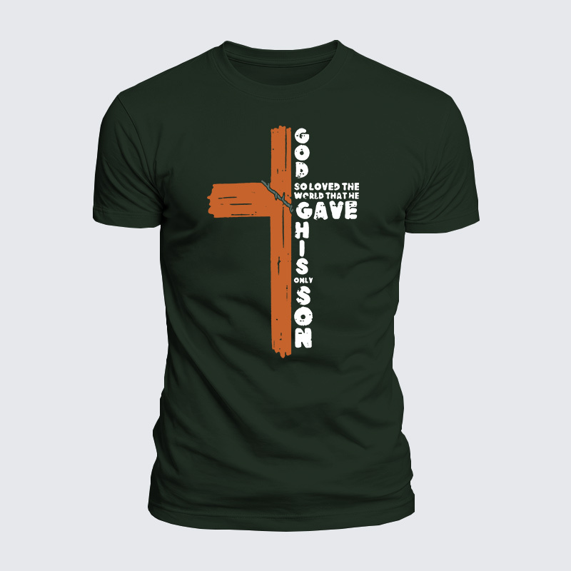 Cross God So Loved The World Jesus God Christian  – Luxe Mercerized Interlock Cotton Tee