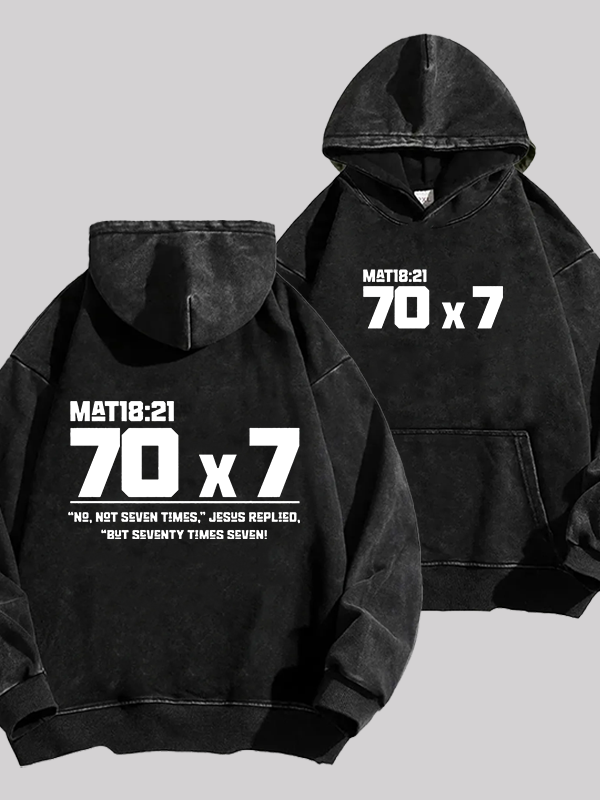 Matthew 18:21 Jesus God Christian Washed Hoodie
