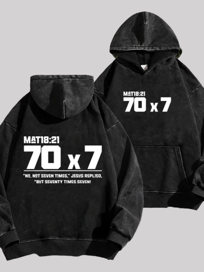 Matthew 18:21 Jesus God Christian Washed Hoodie