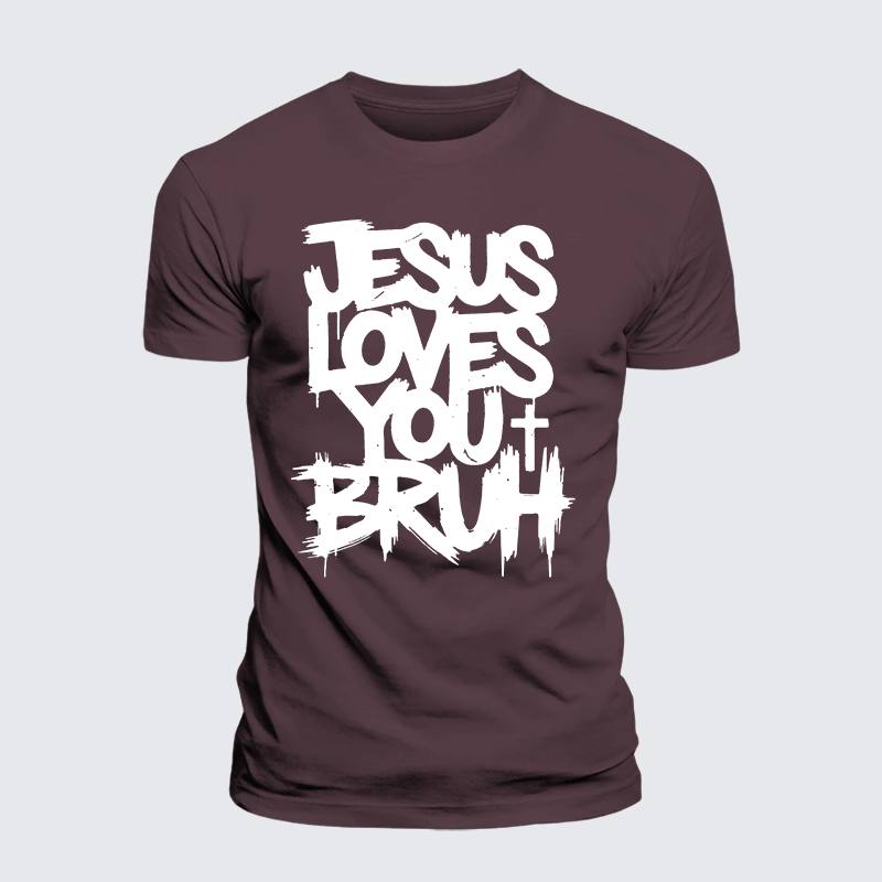 Jesus Loves You Bruh Jesus God Christian Premium Mercerized Cotton Tee