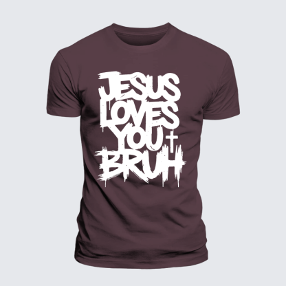 Jesus Loves You Bruh Jesus God Christian Premium Mercerized Cotton Tee