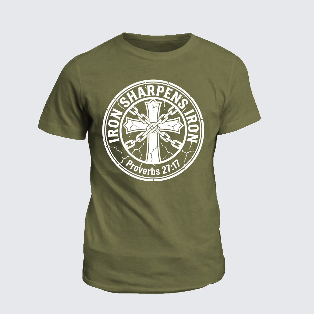Iron Sharpens Iron - Proverbs 27:17 Jesus God Christian Cotton T-Shirt